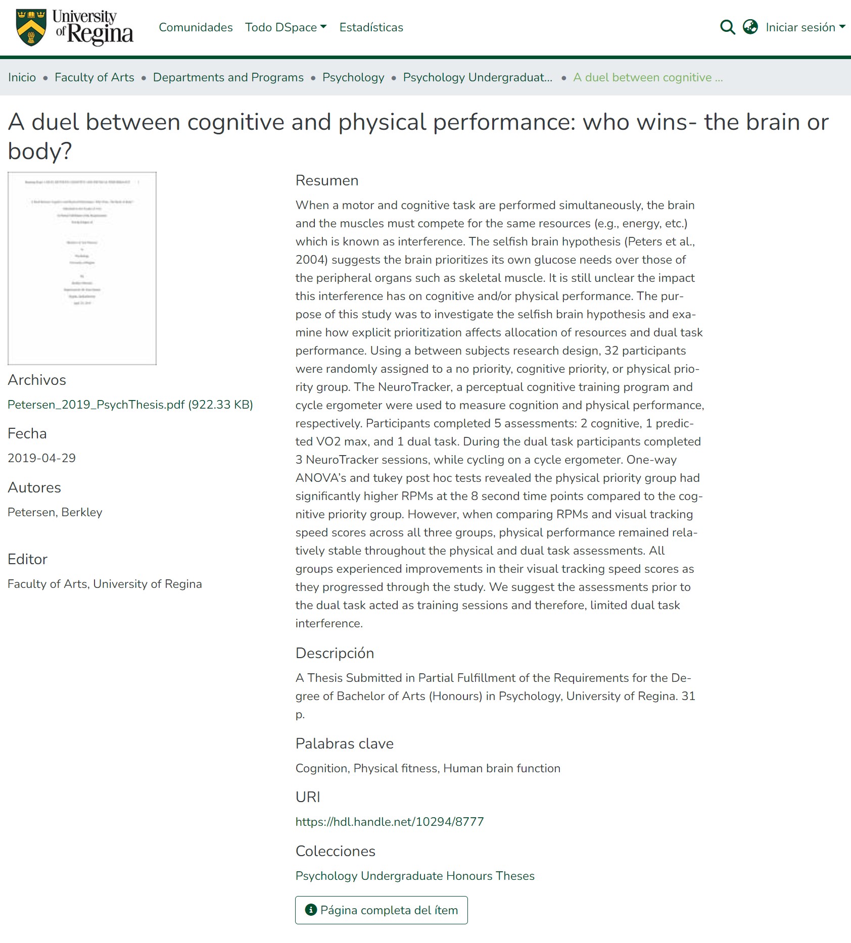 A duel between cognitive and physical performance: who wins- the brain or body?