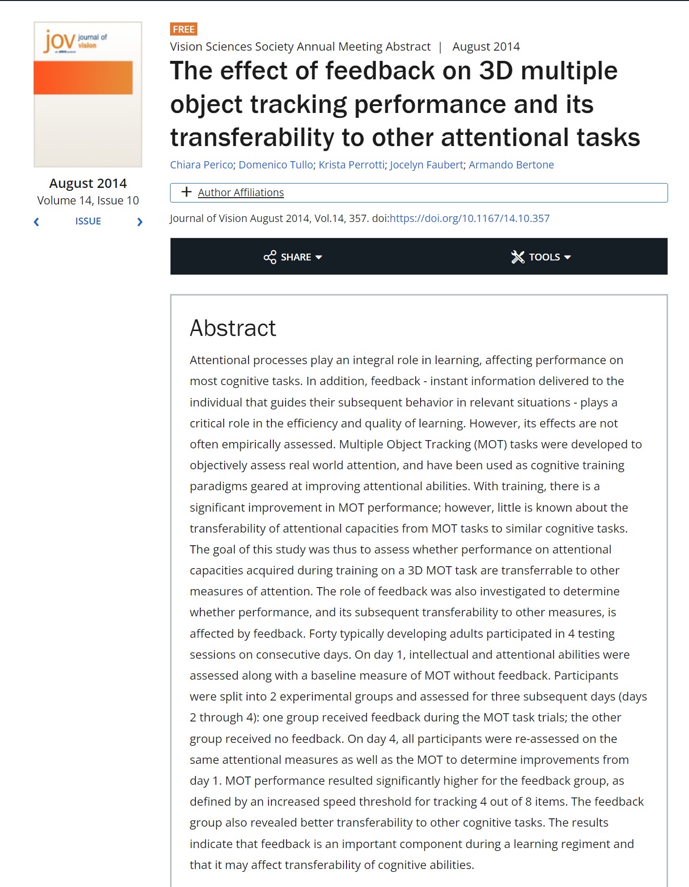 The effect of feedback on 3D multiple object tracking performance and its transferability to other attentional tasks