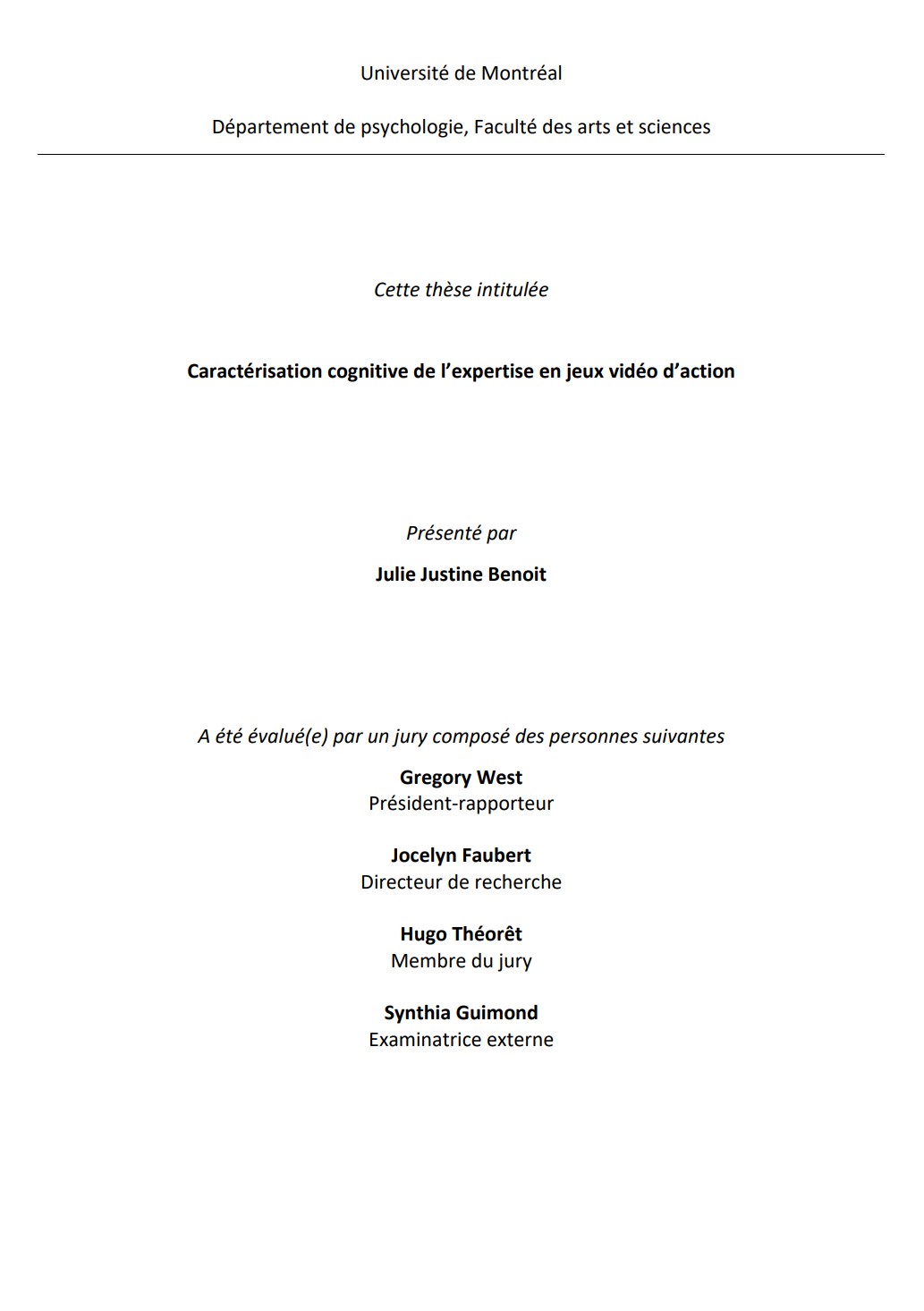 Cognitive characterization of expertise in action video games