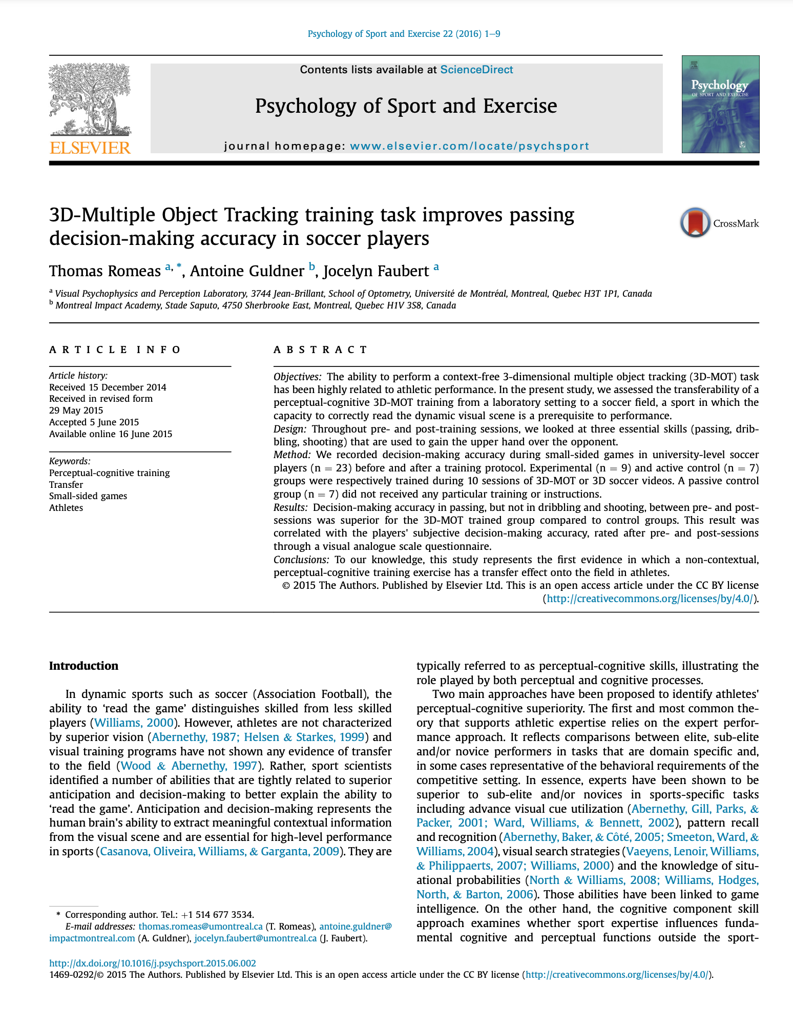 Studio NeuroTracker sulla trasferibilità alle prestazioni calcistiche