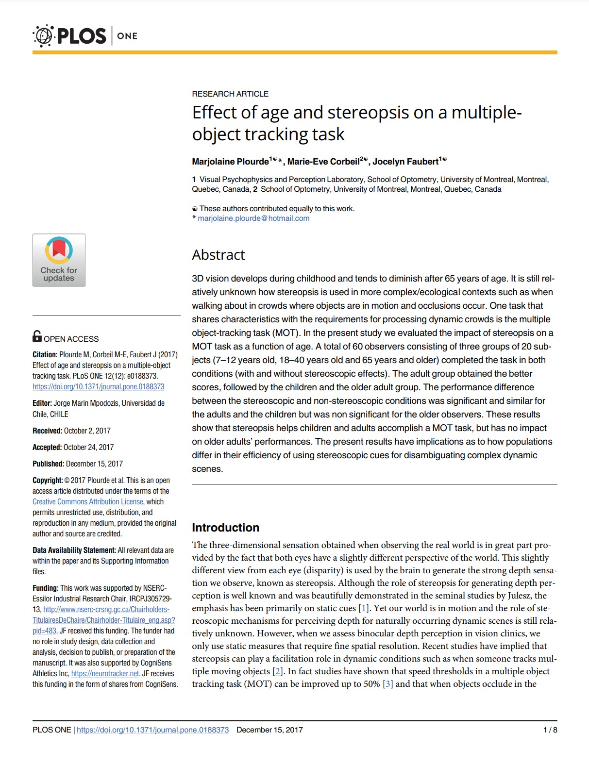 Effect of age and stereopsis on a multiple-object tracking task
